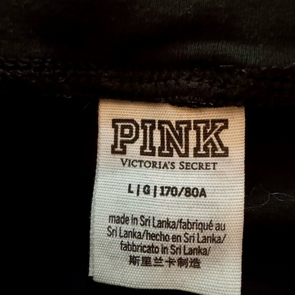 PINK Victoria's Secret Women’s Black Leggings with Logo Cotton Large - Picture 3 of 6